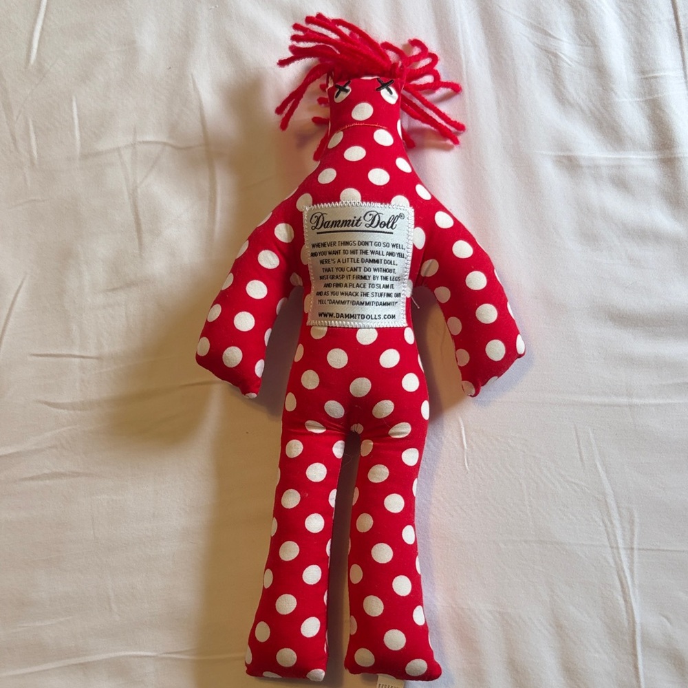 Dammit Doll Red and White Polka Dot Stress Reliever
